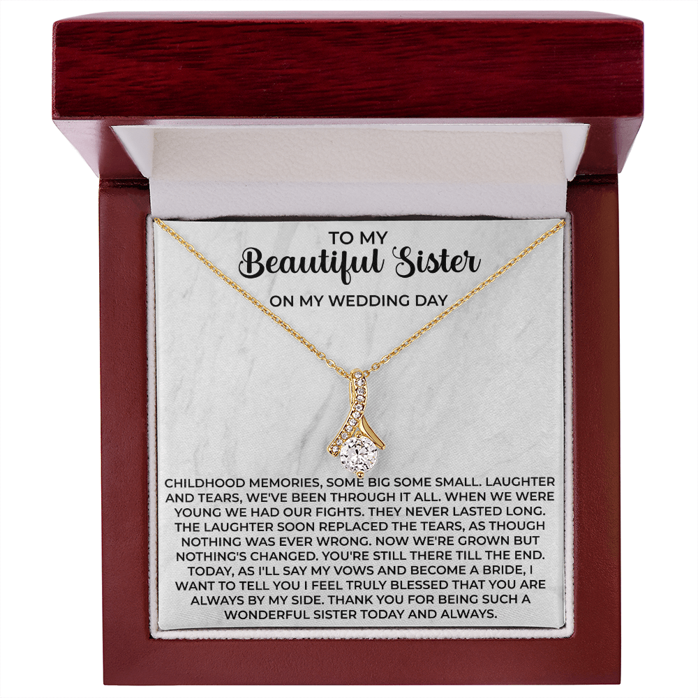 To my beautiful sister necklace - To My Beautiful Sister gifts, Birthday Christmas Gift For Little Sister Big Sister - Beauty Belliss